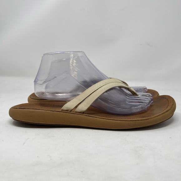OLUKAI Kapehe Luana Tapa Sahara Leather Straps Thong White Sandals Size 11 - Picture 6 of 10